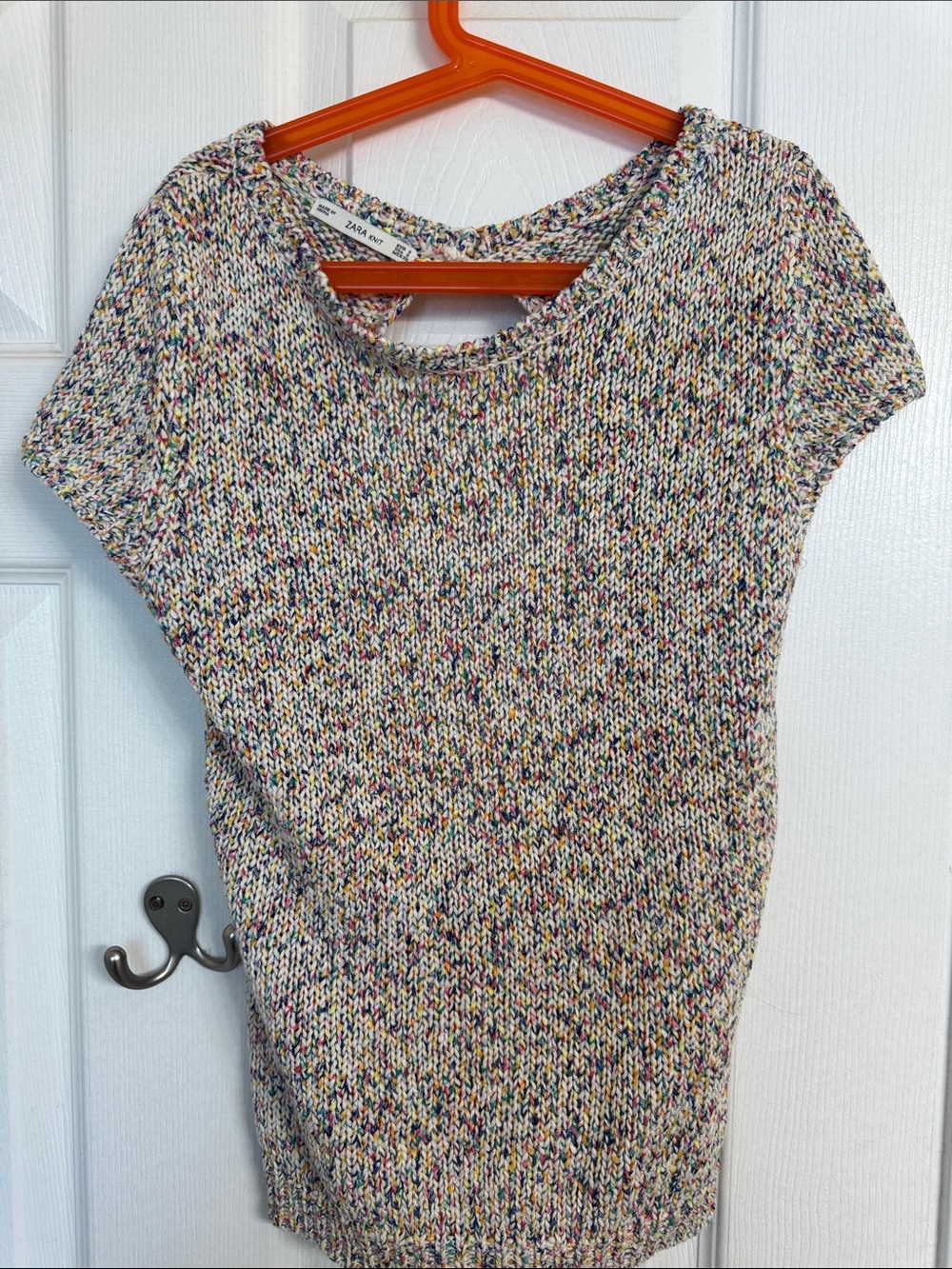 Zara Cream Multicolor Speckled Knit Top